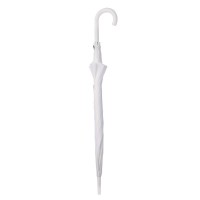 Зонт-трость с пластиковой ручкой, полуавтомат, белый, D=103 см, нейлон